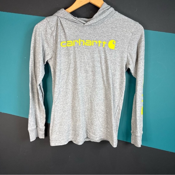 Carhartt Kids Gray Hoodie with Yellow Logo - Picture 2 of 9